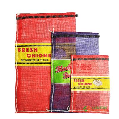 bopp banded label onion mesh bag-pp LENO mesh bag 